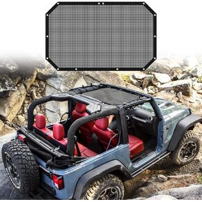 RT-TCZ for Wrangler JK Front Sunshade Top Mesh Shade Soft Tops Cover for Jeep Wrangler JK JKU 2007-2017 Provides UV Protection