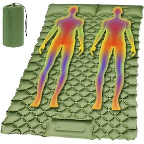 Outdoor Inflatable Mattress, Airbed with Built-in Pump, Portable Camping Mattress for Adults, 200 x 122 x 7cm, Army Green
