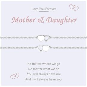 VU100 2/3Pcs Mother Daughter Bracelets Gifts for Mom Daughter Mommy and Me Matching Heart Bracelet for Women Girls Mothers Day Birthday Christmas