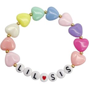 Big Sister Bracelet Colorful Little Sister Bracelet Heart Rainbow Letter Beads Bracelet for Women Girls Y2K Jewelry Christmas Halloween New Year's Gifts