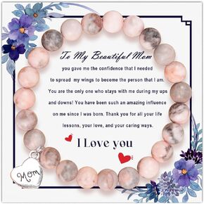 Natural Stone Mom Bracelets for Women, Mothers Day Gifts for Mom from Daughter Son, Birthday Christmas Valentines Day Jewelry Gifts for Mom Mother, Best Mom Gifts
