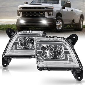 LED Fog Lights for 2019 2020 2021 2022 2023 Chevrolet Silverado 1500 2500HD 3500HD, Trucks Front Driving Fog Lamps Assembly Kit, DOT Approved - 1 Pair