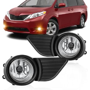 Driving Fog Lights Lamps Assembly for Toyota Sienna 2011 2012 2013 2014 2015 2016 2017 with H11 12V 55W Bulbs included Switch and Wiring Kit(Black Bezel)