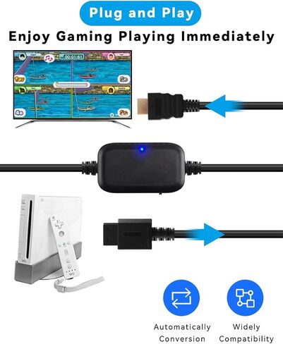 Wii to HDMI Converter Cable 6.56FT/2M, 1080P Picture Quality Resolution Enhancer Wii 2 HDMI Adapter Support All Wii Console Display Modes, Plug and Play in Saudi Arabia