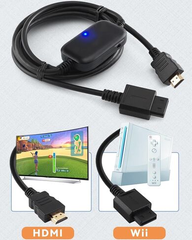 Wii to HDMI Converter Cable 6.56FT/2M, 1080P Picture Quality Resolution Enhancer Wii 2 HDMI Adapter Support All Wii Console Display Modes, Plug and Play in Saudi Arabia