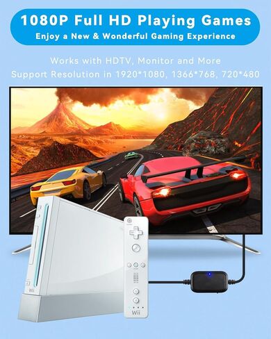 Wii to HDMI Converter Cable 6.56FT/2M, 1080P Picture Quality Resolution Enhancer Wii 2 HDMI Adapter Support All Wii Console Display Modes, Plug and Play in Saudi Arabia