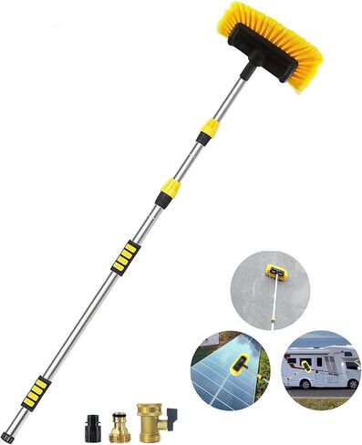 Buyplus 12FT Telescopic Car Wash Brush with Hose Attachment, Long Handle RV Cleaning Brush, Soft Car Brush with Extension Pole for Truck, RV, Boat, House Siding, Solar Panels in Saudi Arabia