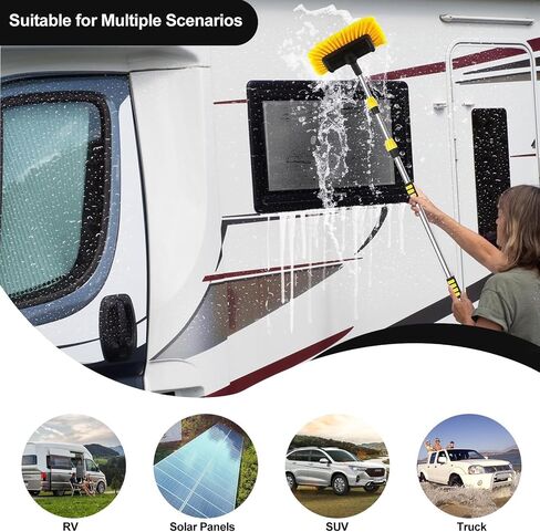 Buyplus 12FT Telescopic Car Wash Brush with Hose Attachment, Long Handle RV Cleaning Brush, Soft Car Brush with Extension Pole for Truck, RV, Boat, House Siding, Solar Panels in Saudi Arabia