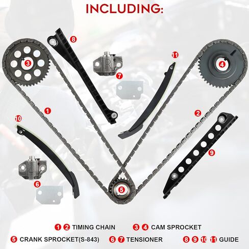 مجموعة سلسلة التوقيت PUENGSI مع ضرس دليل الموتر المتوافق مع 1999-2000 F-o-r-d 150 F-o-r-d 250 E-250 E-350 Econoline Expedition مجموعة سلسلة توقيت المحرك in Kuwait