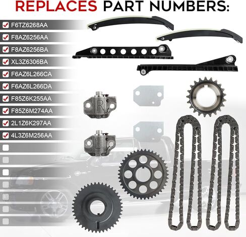 مجموعة سلسلة التوقيت PUENGSI مع ضرس دليل الموتر المتوافق مع 1999-2000 F-o-r-d 150 F-o-r-d 250 E-250 E-350 Econoline Expedition مجموعة سلسلة توقيت المحرك in Kuwait