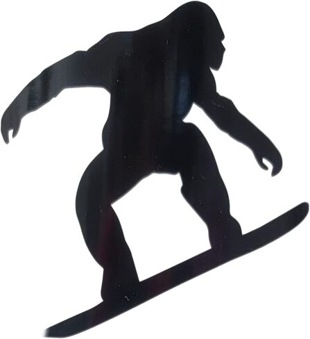 Bigfoot على الجليد لوح التزلج على الجليد Sasquatch على الجليد 5 "شريط نقل أسود من الفينيل | ملصق فينيل لاصق | سيارات شاحنات Vans Walls كمبيوتر محمول | دولارات الصيد وعشاق Bigfoot مخصص in Saudi Arabia