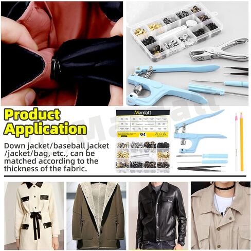 Mardatt 120 Sets Leather Snap Fasteners Kit with Installation Tools, 6 Color 12.5 mm Metal Snap Buttons Press Studs, Hole Puncher, Hammer, Setting Tools, Marker, Measuring Tape for DIY Leather in Saudi Arabia