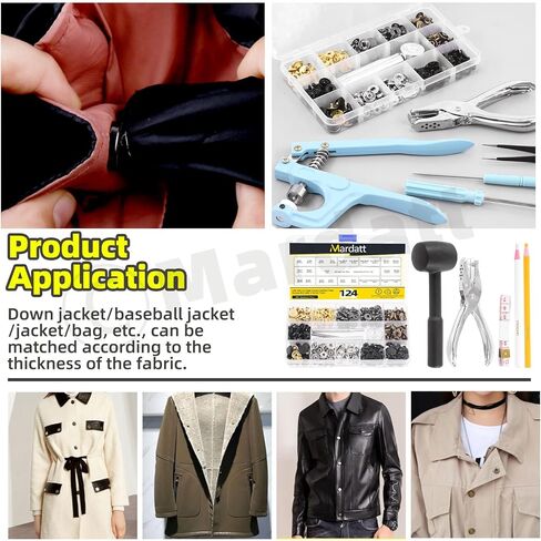Mardatt 120 Sets Leather Snap Fasteners Kit with Installation Tools, 6 Color 12.5 mm Metal Snap Buttons Press Studs, Hole Puncher, Hammer, Setting Tools, Marker, Measuring Tape for DIY Leather in Saudi Arabia