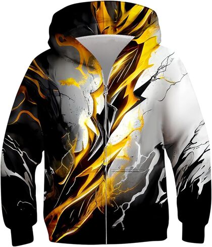 TUONROAD Unisex Teens Zip-up Hoodies for 12-14 Years Boys Funny Pullover Shirt 12 13Y 14Y Teenagers Black Yellow Sweatshirts Juniors Trendy Novelty Hooded Jackets in Kuwait