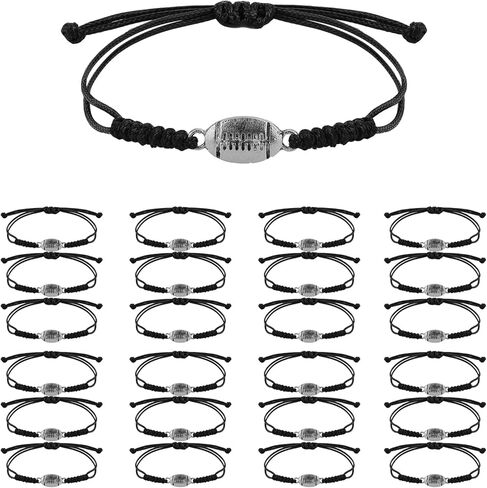 24pcs سوار كرة القدم، قابل للتعديل مضفر الرياضة حبل كرة القدم سوار سحر سوار الرجبي مع كرة القدم قلادة الديكور للمراهقين الفتيات الفتيان الرجال النساء لاعبي الفريق in Saudi Arabia