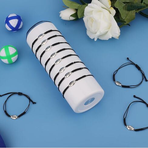 24pcs سوار كرة القدم، قابل للتعديل مضفر الرياضة حبل كرة القدم سوار سحر سوار الرجبي مع كرة القدم قلادة الديكور للمراهقين الفتيات الفتيان الرجال النساء لاعبي الفريق in Saudi Arabia