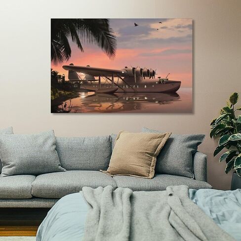 Aesthetic Posters Seaplane Poster Wall Prints Surreal Poster Lounge Decor Canvas Art Poster And Wall Art Picture Print Modern Family Bedroom Decor Posters 16x24inch(40x60cm) in Saudi Arabia