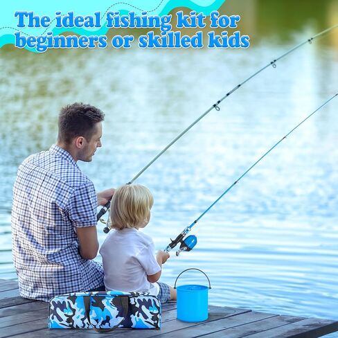 تتضمن مجموعة قصبة الصيد للأطفال مجموعة صنارة صيد وبكرة بطول 5 أقدام مع حقيبة تخزين، شبكة صيد تلسكوبية، دلو قابل للطي للأطفال في الهواء الطلق للعب في المياه العذبة والمياه المالحة وصيد الأسماك in Kuwait