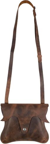 Heather's, Leaf-Shaped Shoulder Bag, Crossbody Bag with Adjustable Strap, Messenger Bag, Full Grain Leather, Handmade, Bourbon Brown in Kuwait