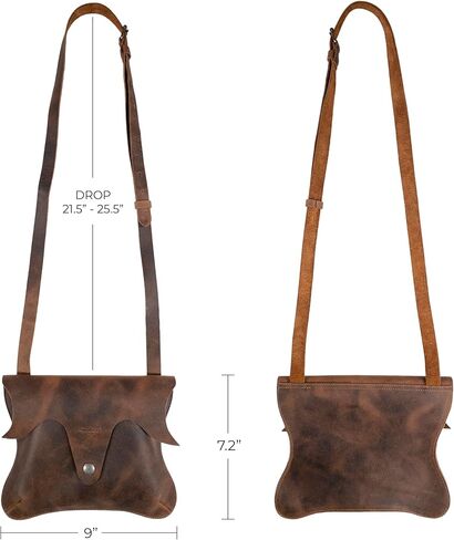 Heather's, Leaf-Shaped Shoulder Bag, Crossbody Bag with Adjustable Strap, Messenger Bag, Full Grain Leather, Handmade, Bourbon Brown in Kuwait