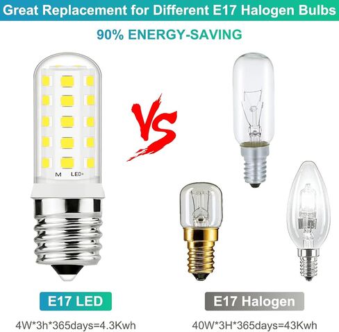 LED Microwave Light Bulbs Under Hood 4W Replacement for 40W Halogen Bulb for Refrigerator, Over Stove Appliance E17 Intermediate Base,No Flicker,Cool White 6000K KEI D28a KEL2811 LED Bulb, AC 125V in Saudi Arabia