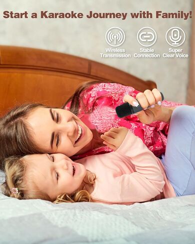 آلة كاريوكي صغيرة للأطفال والكبار، مكبر صوت بلوتوث محمول مع ميكروفونات لاسلكية، مجموعة سماعات ميكروفون مع أضواء LED لحفلات المنزل، هدايا عيد ميلاد للفتيات والأولاد والأطفال (رمادي فضائي) in Kuwait
