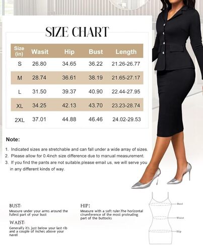 طقم ملابس نسائية كاجوال مكون من قطعتين بدلة تنورة عمل خريفية بأكمام طويلة وسترة وتنورات عالية الخصر للعمل أسود M in Kuwait