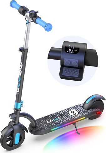 Gyroor H40 Kids Electric Scooter with 180W Motor & LED Visible Display, 10 Mph, Colorful Lights, Adjustable Speed and Height, Electric Scooter for Kids Ages 8-12 Ideal Gifts in Saudi Arabia