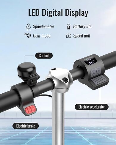 سكوتر كهربائي للأطفال Gyroor H40 مع محرك 180 واط وشاشة LED مرئية، 10 ميل في الساعة، أضواء ملونة، سرعة وارتفاع قابلان للتعديل، سكوتر كهربائي للأطفال الذين تتراوح أعمارهم بين 8-12 هدية مثالية in Kuwait