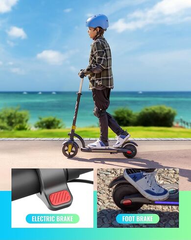 Gyroor H40 Kids Electric Scooter with 180W Motor & LED Visible Display, 10 Mph, Colorful Lights, Adjustable Speed and Height, Electric Scooter for Kids Ages 8-12 Ideal Gifts in Saudi Arabia