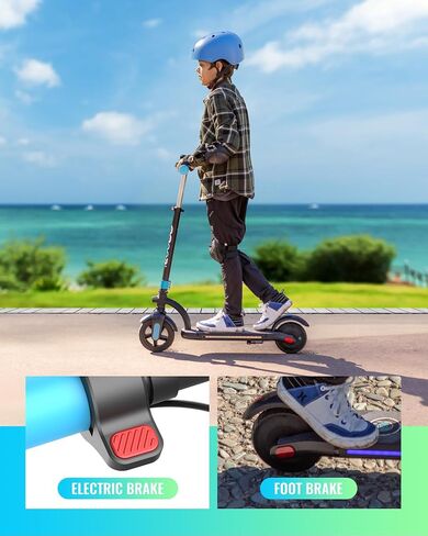 Gyroor H40 Kids Electric Scooter with 180W Motor & LED Visible Display, 10 Mph, Colorful Lights, Adjustable Speed and Height, Electric Scooter for Kids Ages 8-12 Ideal Gifts in Saudi Arabia