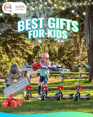 Gyroor H40 Kids Electric Scooter with 180W Motor & LED Visible Display, 10 Mph, Colorful Lights, Adjustable Speed and Height, Electric Scooter for Kids Ages 8-12 Ideal Gifts in Saudi Arabia
