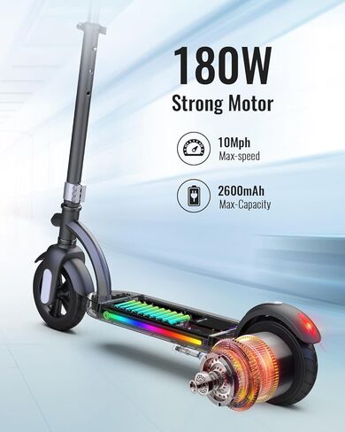 سكوتر كهربائي للأطفال Gyroor H40 مع محرك 180 واط وشاشة LED مرئية، 10 ميل في الساعة، أضواء ملونة، سرعة وارتفاع قابلان للتعديل، سكوتر كهربائي للأطفال الذين تتراوح أعمارهم بين 8-12 هدية مثالية in Kuwait