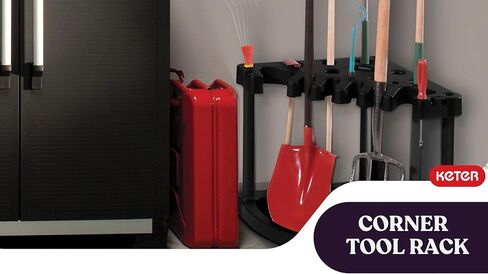 Keter Compact Corner Tool Rack for Maximum Storage and Organization - Easy to Assemble and Organize 25 Long-Handled Garden Tools, Rakes, Brooms, Shovels and Accessories in Saudi Arabia