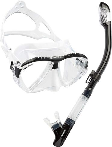 Cressi Adult Snorkeling Set | Mask & Snorkel | Premium Comfortable Silicone Mask | Dry Top Snorkel | Designed in Italy in Saudi Arabia