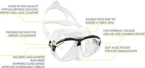 Cressi Adult Snorkeling Set | Mask & Snorkel | Premium Comfortable Silicone Mask | Dry Top Snorkel | Designed in Italy in Saudi Arabia