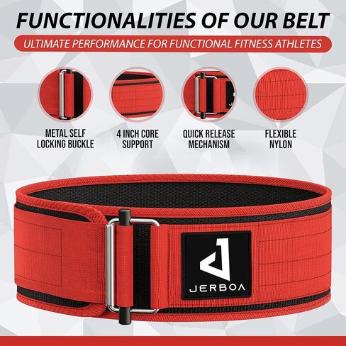JERBOA Quick Self-Locking Weight Lifting Belts for Men and Women – Adjustable Nylon Gym Weight Lifting Belt for Squat, Deadlift, Powerlifting - Ideal for Back Support & Injury Prevention in Saudi Arabia