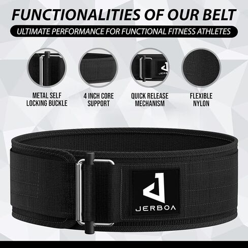 JERBOA Quick Self-Locking Weight Lifting Belts for Men and Women – Adjustable Nylon Gym Weight Lifting Belt for Squat, Deadlift, Powerlifting - Ideal for Back Support & Injury Prevention in Saudi Arabia