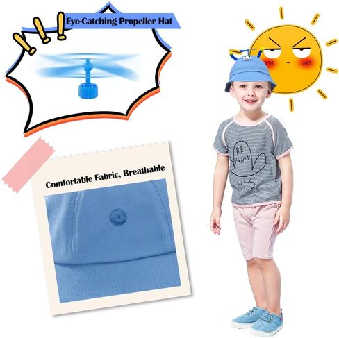 قبعة المروحة، قبعة طائرات الهليكوبتر، قبعات صياد طائرات الهليكوبتر، قبعة دلو المروحة اللطيفة القابلة للفصل، قبعة مهرج مضحكة، قبعات مجنونة باللون الأزرق in Kuwait