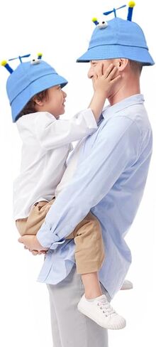 قبعة المروحة، قبعة طائرات الهليكوبتر، قبعات صياد طائرات الهليكوبتر، قبعة دلو المروحة اللطيفة القابلة للفصل، قبعة مهرج مضحكة، قبعات مجنونة باللون الأزرق in Kuwait