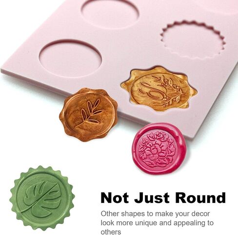 2 PCS Silicone Wax Seal Mat for Wax Seal Stamp, Wax Seal Kit，6-Cavity Round and Polygon Wax Seal Mold for DIY Craft Adhesive Wax Seal Stickers in Saudi Arabia