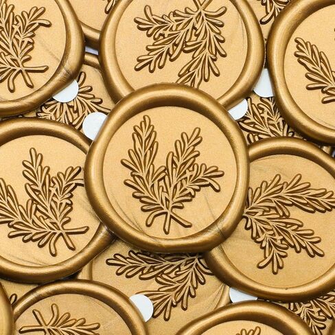 Wax Seal Stickers - Delogad 50 PCS Antique Gold Rosemary Wax Seal Stamp Stickers - Pre-Made Self Adhesive Wax Seals for Wedding Invitation Letter Envelope Greeting Card in Saudi Arabia