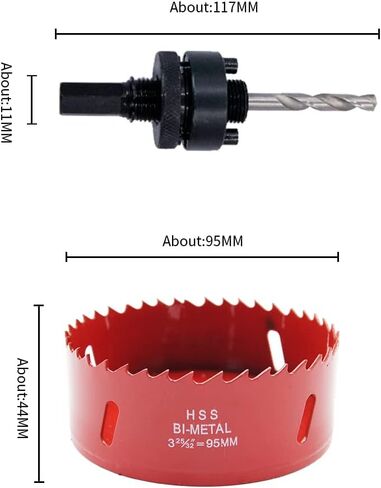 95mm Hole Saw,Drill Bit,LAIWEI Hole Saw Heavy Duty Mandrel Hole Cutter for Drilling Wood,Thin Metal Sheet, Aluminum Profile, PVC and Other Materials,Electric Drill Tool(3-3/4(95mm)) in Saudi Arabia