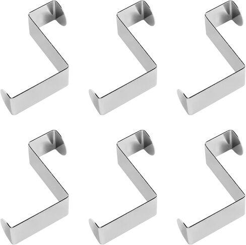 6Pcs Over The Door Hooks, Back of Door Hooks Z Hooks for Hanging Clothes, Coats, Hats, Towels, Umbrellas, and More, Fits The 2 Inch and 1 Inch Door Widths, Silver in Saudi Arabia