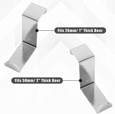 6Pcs Over The Door Hooks, Back of Door Hooks Z Hooks for Hanging Clothes, Coats, Hats, Towels, Umbrellas, and More, Fits The 2 Inch and 1 Inch Door Widths, Silver in Saudi Arabia