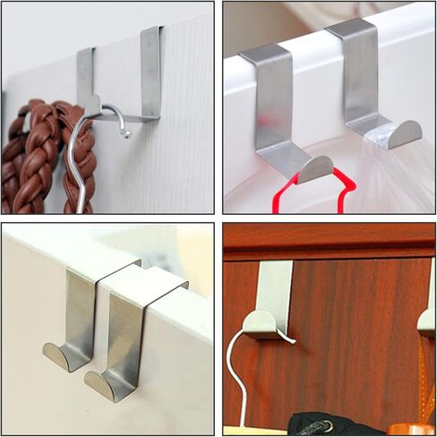 6Pcs Over The Door Hooks, Back of Door Hooks Z Hooks for Hanging Clothes, Coats, Hats, Towels, Umbrellas, and More, Fits The 2 Inch and 1 Inch Door Widths, Silver in Saudi Arabia