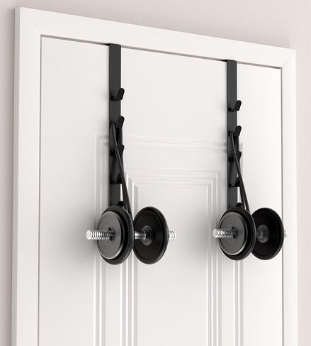 شماعة خطافات فوق الباب - تصميم عمودي شديد التحمل وطويل للغاية لسهولة الاستخدام من قبل النساء، إكسسوارات الحمام وتنظيم رف المناشف، أسود، عبوة من 1، 5 خطافات in Kuwait