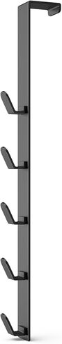 شماعة خطافات فوق الباب - تصميم عمودي شديد التحمل وطويل للغاية لسهولة الاستخدام من قبل النساء، إكسسوارات الحمام وتنظيم رف المناشف، أسود، عبوة من 1، 5 خطافات in Kuwait