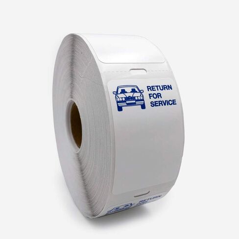 Oil Change Sticker - Blue Car Return for Service for Zebra TLP 2824 Plus Printer - Low Tac Adhesive in Saudi Arabia