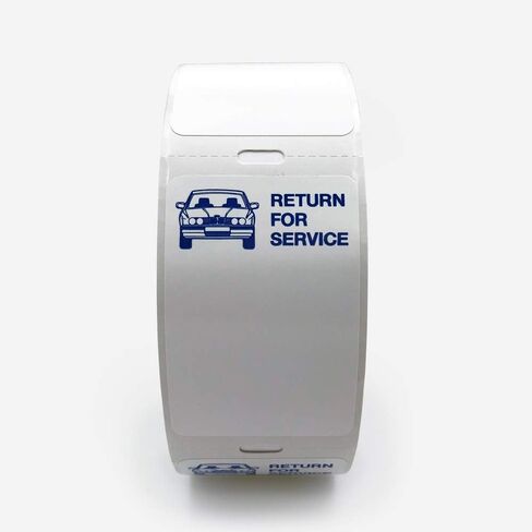 Oil Change Sticker - Blue Car Return for Service for Zebra TLP 2824 Plus Printer - Low Tac Adhesive in Saudi Arabia
